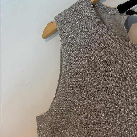 J.Crew Women's Sleeveless Lurex Silver Knit Jumpsuit wide leg Velvet Tie small - Picture 12 of 14